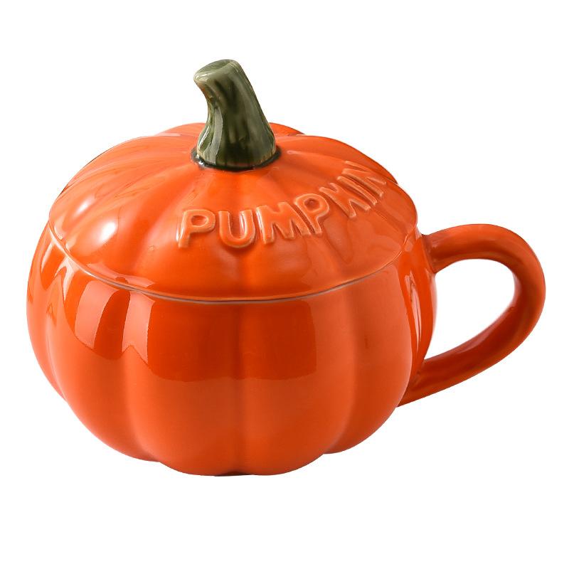 Pumpkin Cup Mug with Lid Spoon High Value Water Cup Office Home Breakfast Cup Practical