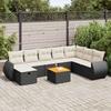 VidaXL Garden Lounge Set 9 Pcs with Cushions Black Wicker, Outdoor Sofa Set, Corner Sofa Set 3325857