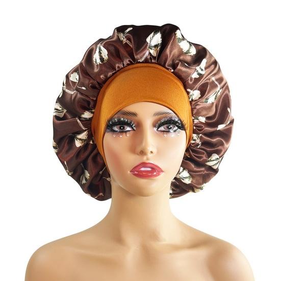 Hair Cap Silk Satin Bonnet Extra Large Sleeping Satin Bonnet Comfortable Flower Print Elastic Band High Density Women Braids Curly Night Hat