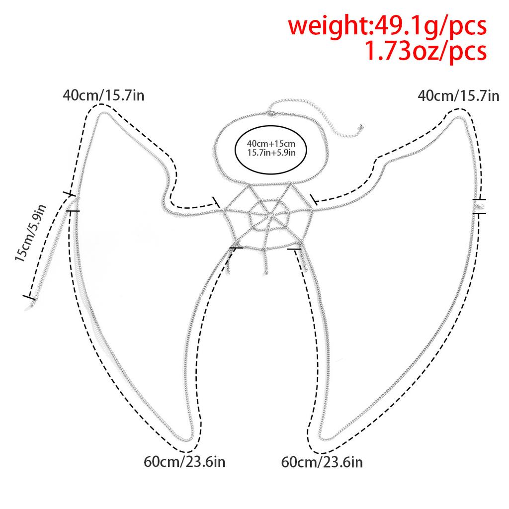 Sexy Metal Chain Bikini Necklace Geometric Spider Web Personality Chest Chain Body Chain