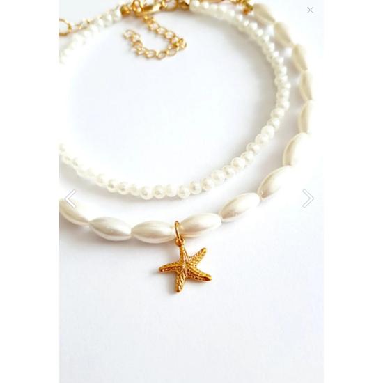 2 Li Pearl Starfish Anklet