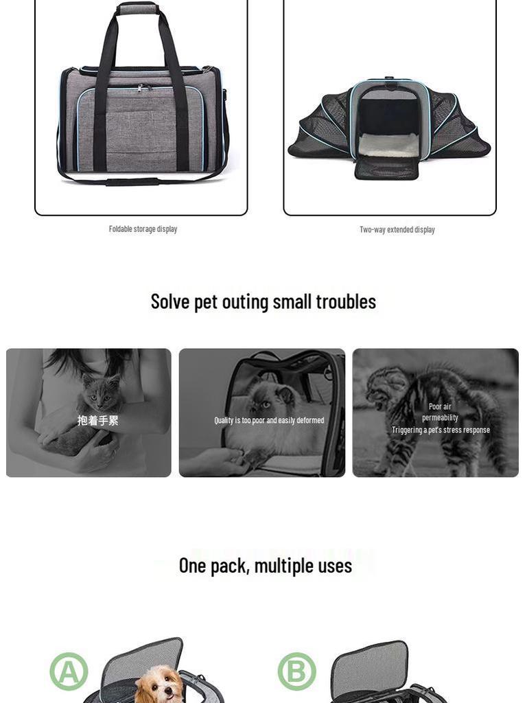Large Portable Pet Backpack - Breathable, Airline-Friendly for Cats and Dogs