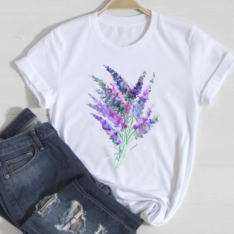 2026 Women Lady Clothing Floral Women Print European and American Short-sleeved T-shirt Women Clothing  Tops  Oversized TShirt