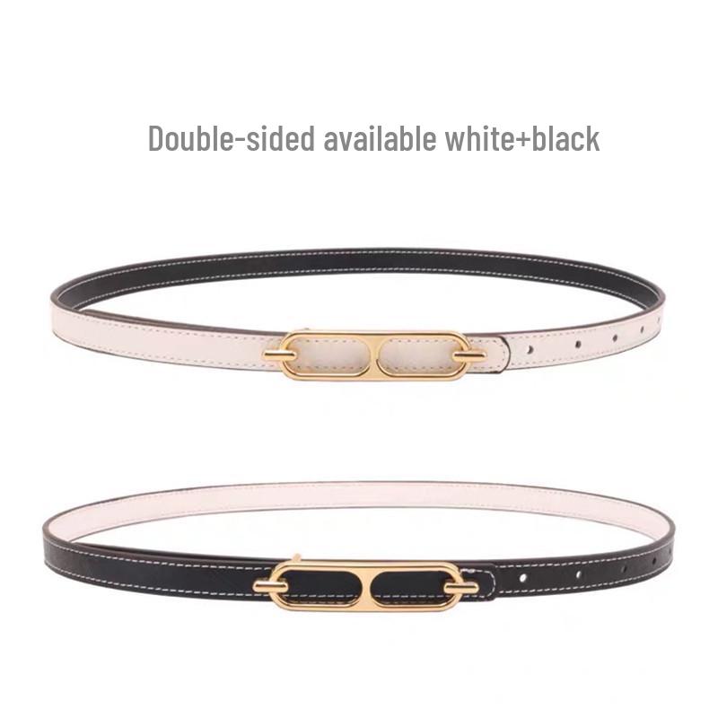 Cinturón Fino de Doble Cara para Mujer - Accesorio Versátil de Verano para Vestidos, Trajes y Camisas