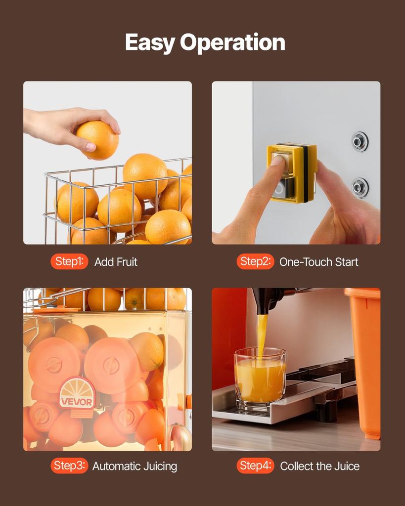 Commercial Orange Juicer Machine, 120W Electric Orange Juice Press, Stainless Steel Orange Squeezer for 20 per Minute, Lemon Citrus Pomegranates