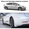 Mud Flaps For Tesla Model 3 2016- Splash Guards Front Rear Fender Protection Mudflaps No Need To Drill Holes (Set Of 4, White)