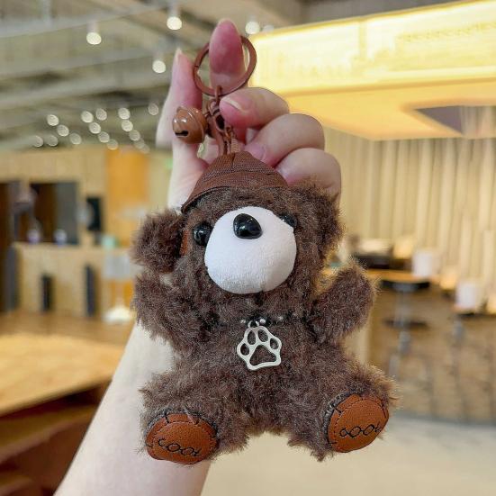 Cartoon Bear Keychain Plush Lovely Hats Bear Doll Cute Animal Pendant Grab Machine Hang Bag Daily Accessories