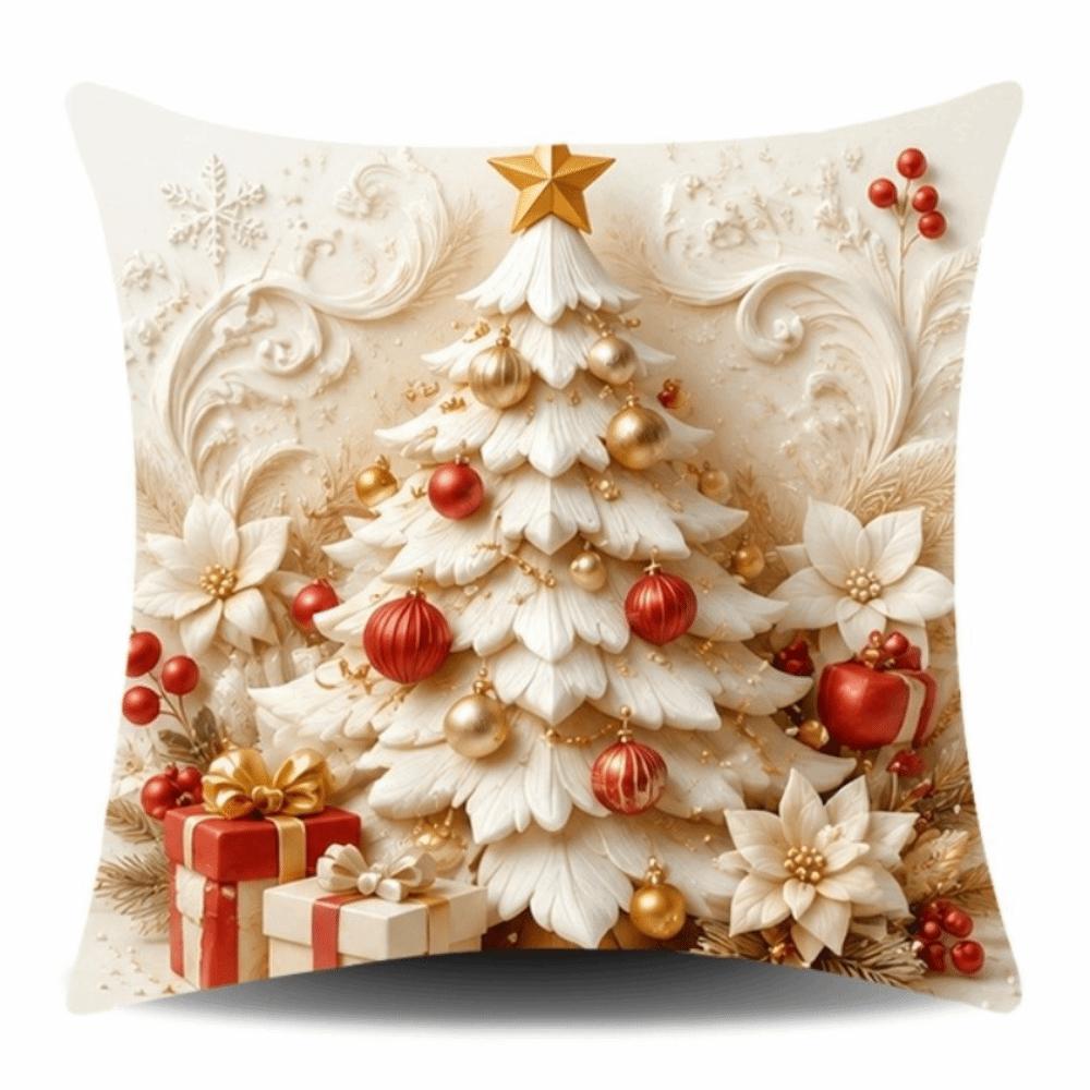 Elk Deer Christmas Pillow Cover Soft Xmas Tree Pillowslip Snowman Pillow Cover Farmhouse Couch