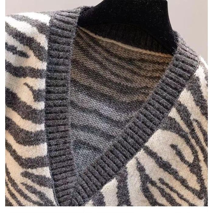 New Women's Sweater Vest Autumn Sleeveless Knitted Women's Sweater Winter Zebra Pattern Korean Edition