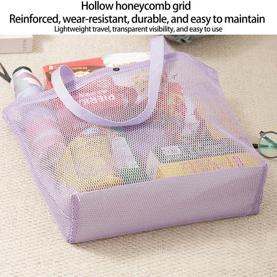 Mesh Beach Bag for Women, Sand-proof Waterproof Large Mesh Tote Bag, Swimming Pool Beach Toy Shoulder Pouch, Travel Vacation Cruise Essentials