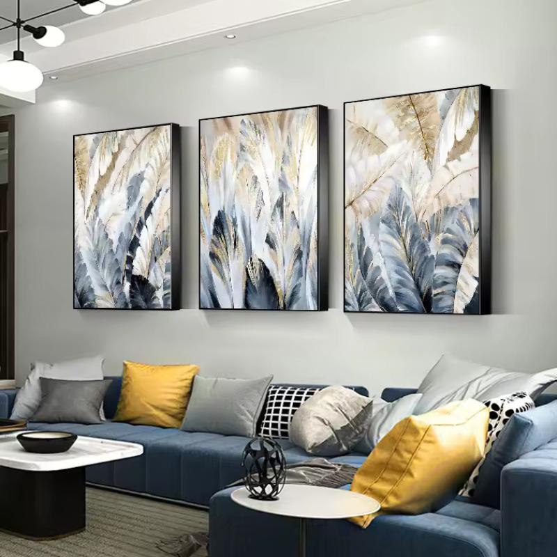 Nordic Plant Canvas Painting Abstract Blue Palm Leaves Poster Prints Still Life Wall Art Pictures for Living Room Interior Decor
