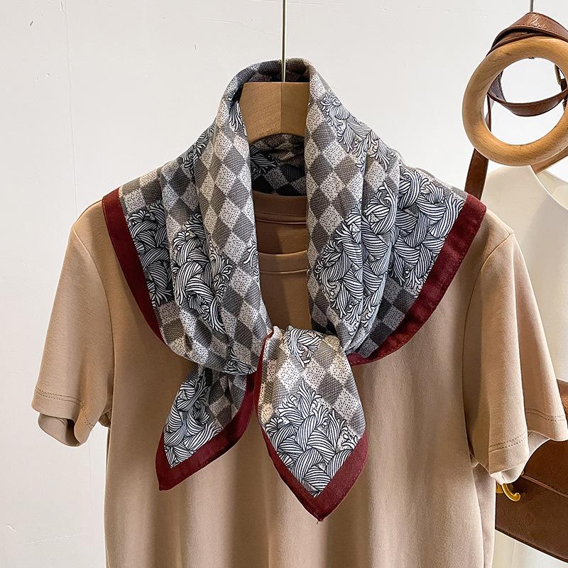 Orange Cashew Flower Cotton and Linen Hair Scarf  Small Square Scarf  Women's Thin Scarf  Linen Headscarf  Versatile Shirt