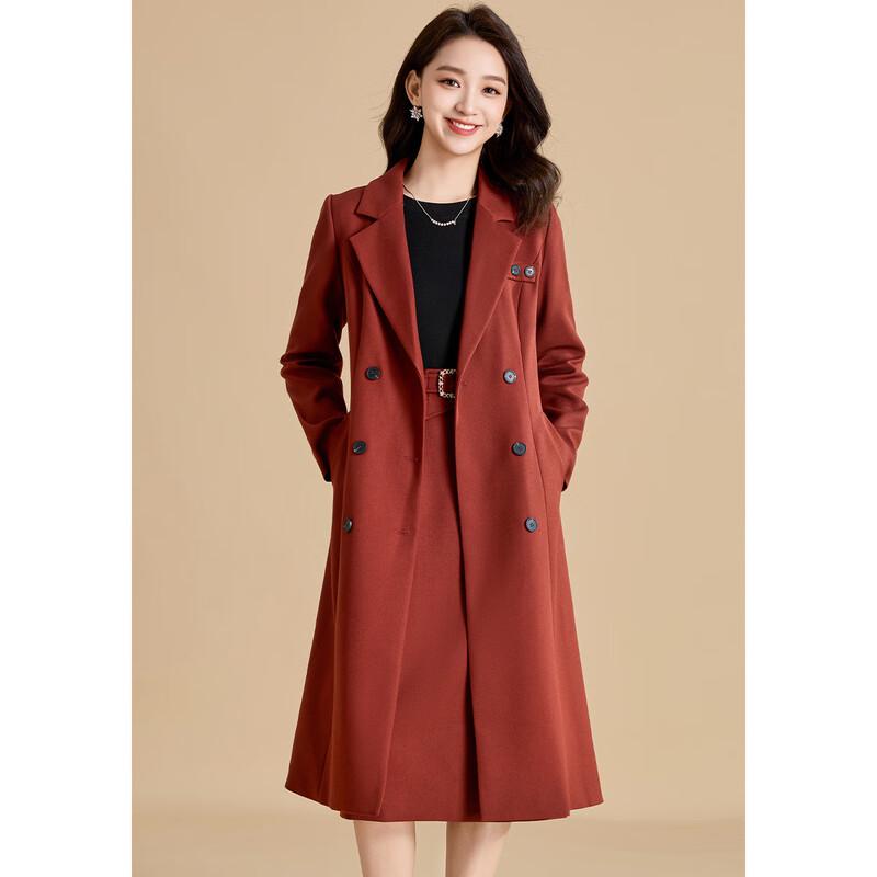 Ke Bei Er Women's 2025 Autumn Trench Coat & Spliced Dress Two-Piece Set
