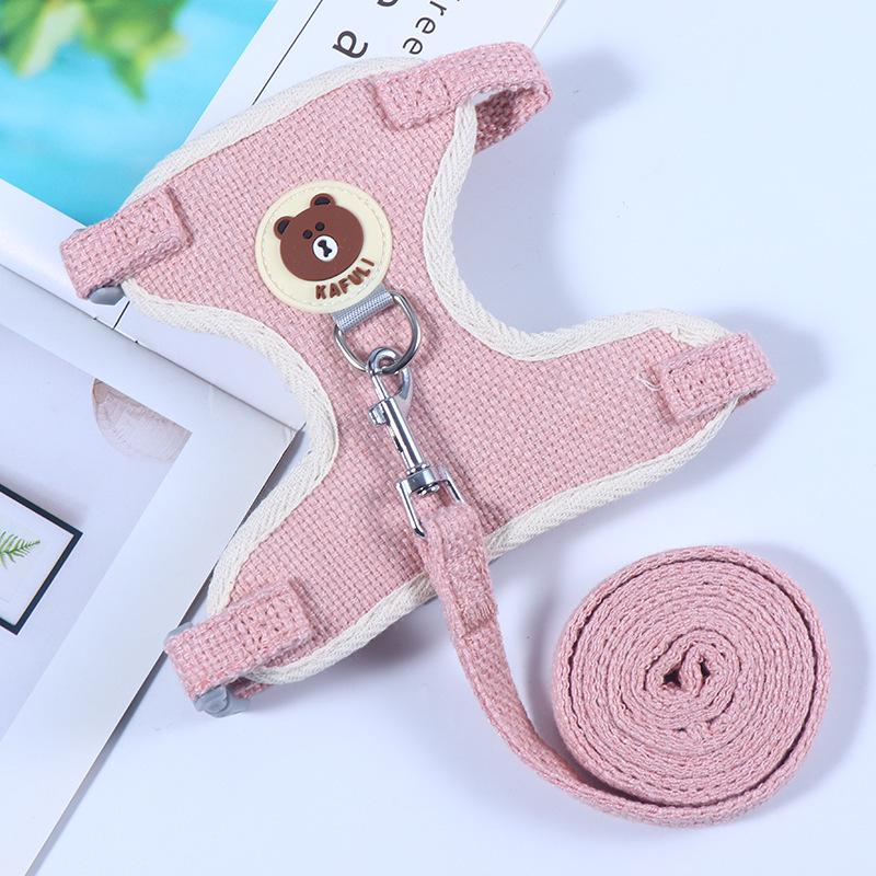 

Adjustable Cartoon Bear Dog Harness and Leash for Small Dogs Small (suitable for 2-5 jin) розовый
