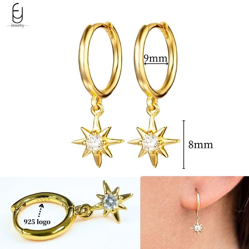 925 Silver Ear Needle White Crystal Gold Earrings for Women Luxury Water drop/Heart/Flower Pendant Earring Fine Jewelry