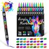 SHEFEITE® 72 Colors Acrylic Markers Set, Dual Tip, Waterproof & Quick Dry, 17×14.8cm, Multicolor, 36 Professional Pens
