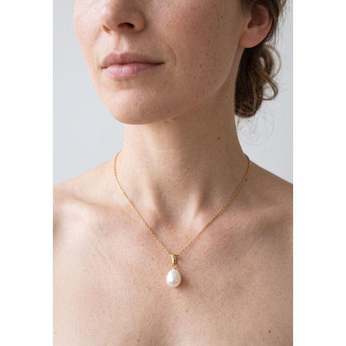 Pendentif - Pearls & Colors - Véritable Perle de Culture d'Eau Douce 9-10 mm - Or Jaune 375/1000 - Chaîne 42 cm