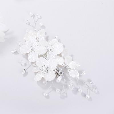 Korean Style Crystal Pearl Flower Hair Pin Elegant Beautiful Bridal Hair Clips Floral Style Barrettes for Women