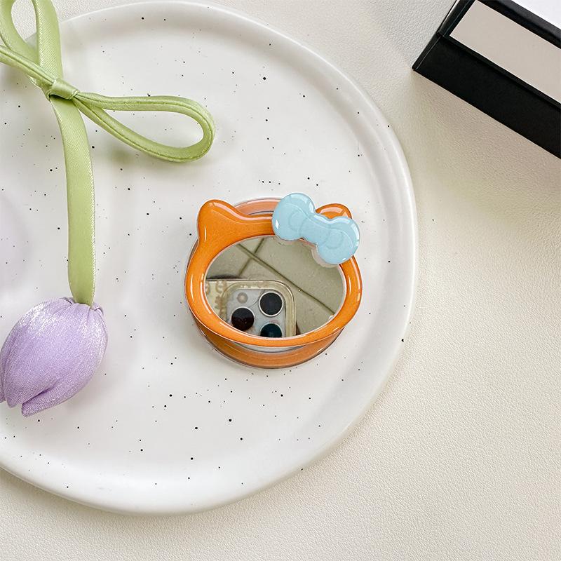 Bow Cat Mirror Mobile Phone Airbag Bracket Wind Makeup Mirror Paste Magnetic Magsafe Creative