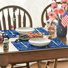4/6pcs Blue Fireworks Stars 4Th of July Placemats, Memorial Day Patriotic Table Mats for Party Kitchen Dining Decoration 12X18 Inch