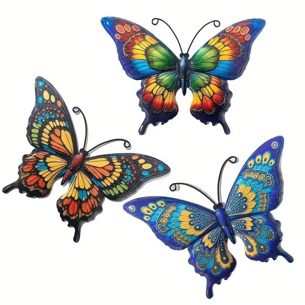 1/3/4pcs Outdoor Metal Butterfly Wall Art Decor Courtyard Crafts Iron Home Wall Decoration Pendants Garden Wall Hanging