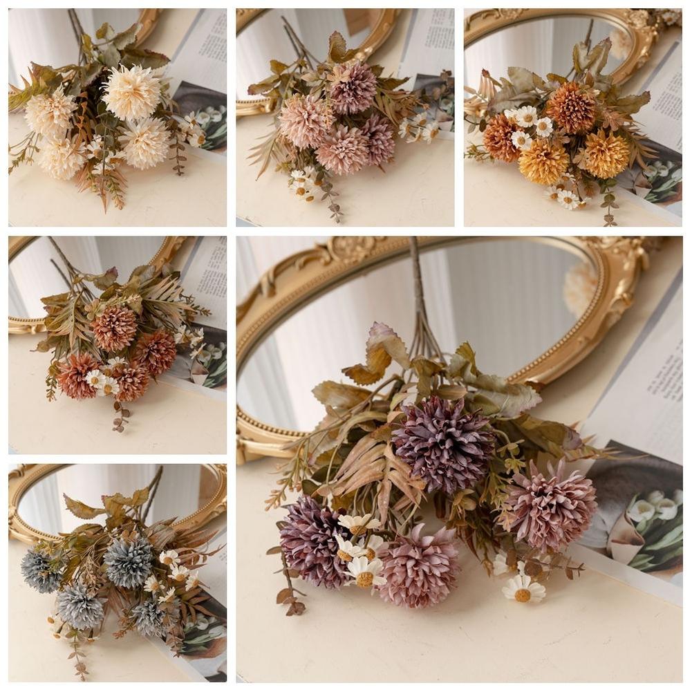 Artificial Chrysanthemum Arrangement 31cm Multi-Color Cloth Fabric Fake Flowers For Wedding Decoration And Home Decor