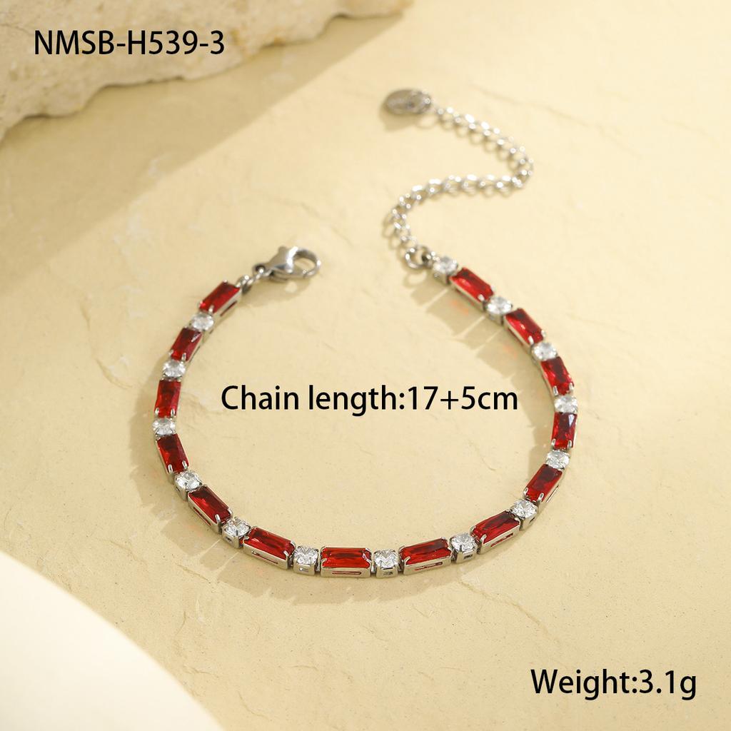 GEMCHIC Women's Stainless Steel Colorful Zircon Bracelet Fashion Luxury Versatile Jewelry for Everyday