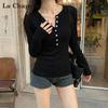 La Chapelle Women's Minimalist Solid Long-Sleeve T-Shirt