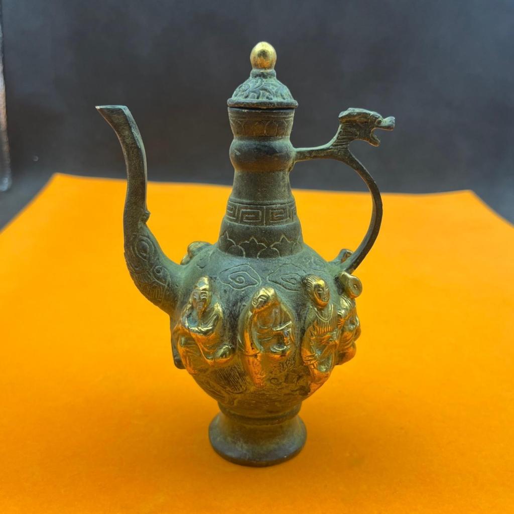 Spirit Pot with Lid Ornate Decorative Metal Ewer Sculptural Antique Style