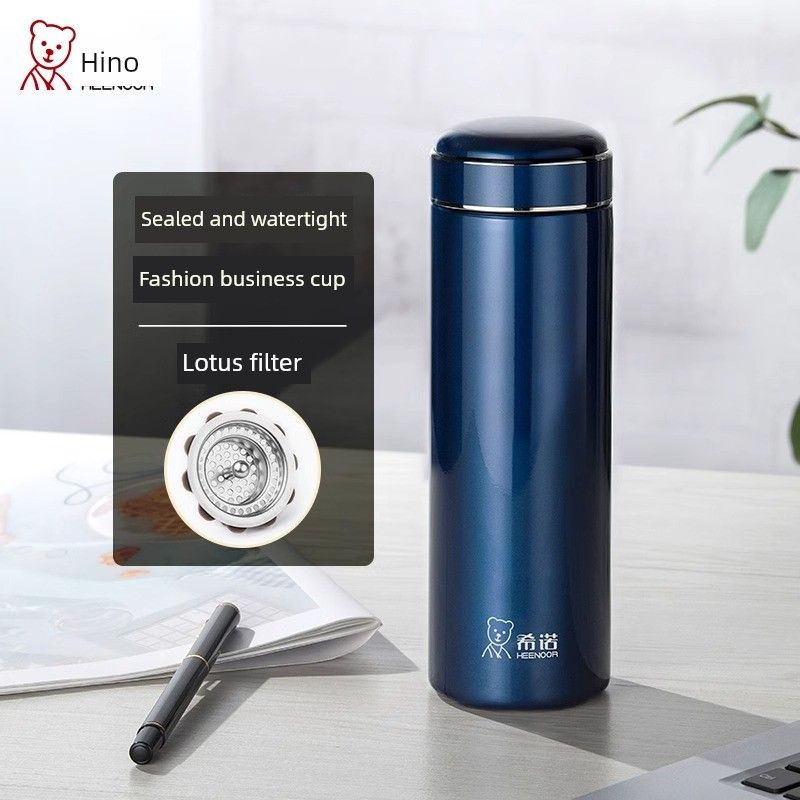 Xino Large-Capacity Thermos Cup, Business Car Filter Tea Cup, Portable 304 Stainless Steel Water Cup for Men and Women