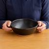 Kamoshika Dougu Store Open-Food Ramen Pot with Rice Spoon and Base, Single-Serving Pot and Serving Bowl, Banko Ware, Made in Japan, Black