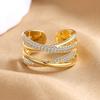 20mm Gold Sliver Color Paved Diamond Cuff Rings For Women Layered Figure Accessory