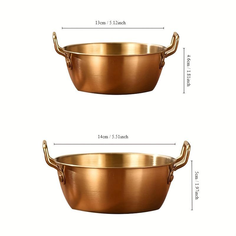 Gold Stainless Steel Bowl with Handle, Suitable for Hot Pot, Fried Food, Salad and Party Entertaining