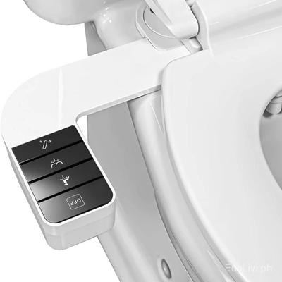 Dual Nozzles Self-Cleaning Non-Electric Bidet Attachment Side Control & Ultra Thin Toilet Seat Design Intelligent Control Plate