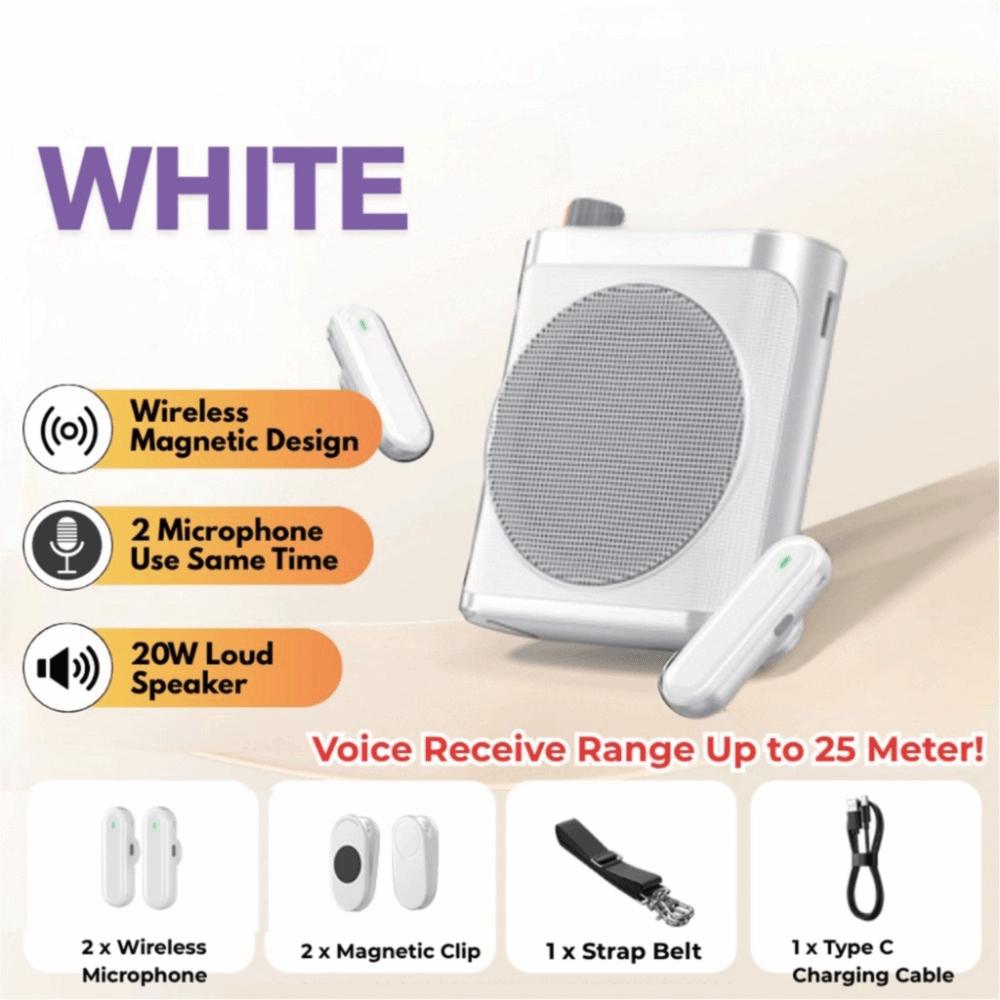 Rechargeable Wireless Microphone with Magnetic Lavalier Bluetooth Speaker Meetings