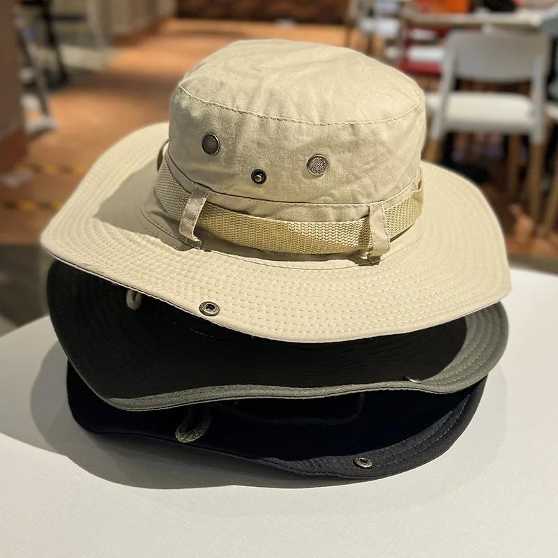 Unisex Summer Outdoor Fishing Hiking Bucket Hat Wide Brim Fordable Fishermen Sunsreen Hat Men Women Camping Visors Panama Hats