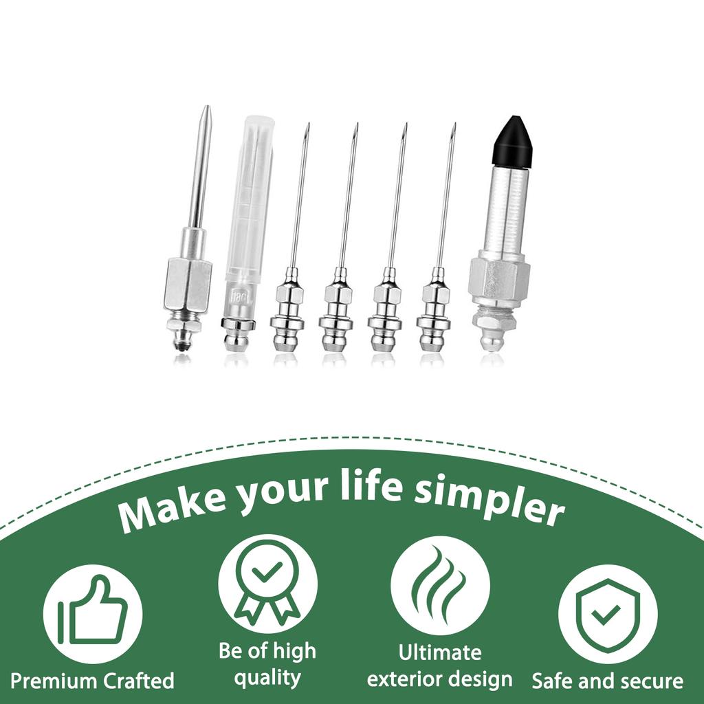 Grease Fitting Kit 7PCS with Needle Tips High Pressure Lubrication Tool for Car Bike Maintenance Zinc Alloy Anti Dust