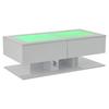 100*50*35cm Coffee Table, High Gloss Sofa Table, Living Room Table with Drawers, Coffee Table with LED Light, Glass Top, White