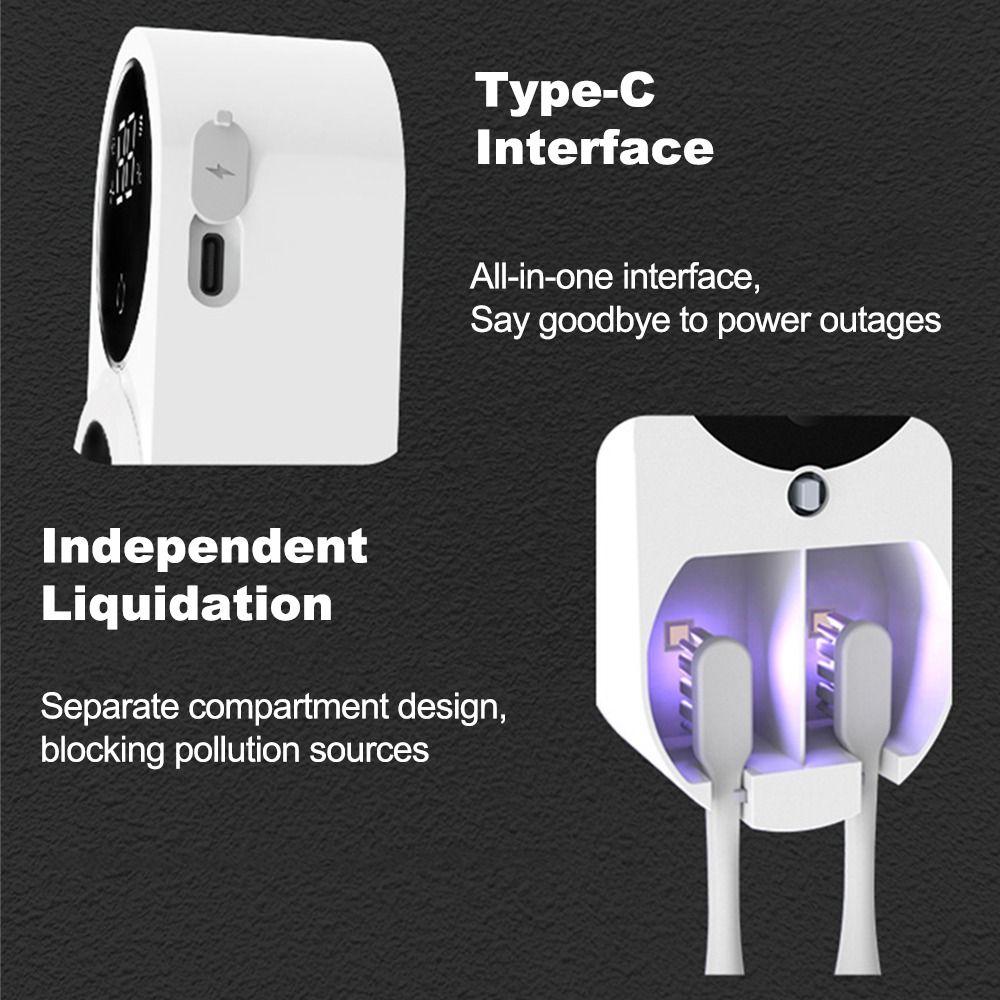 No Punching Smart Toothbrush Rack Wall Mounted Smart Toothbrush Sterilizer  Bathroom