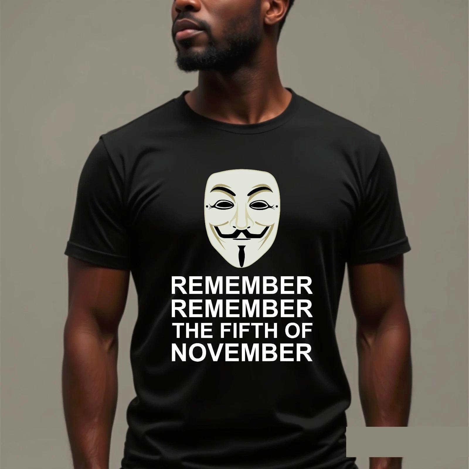 

Bone Fire Camping Remember Remember The Fifth Of November Fawkus Mask T-Shirt XL
