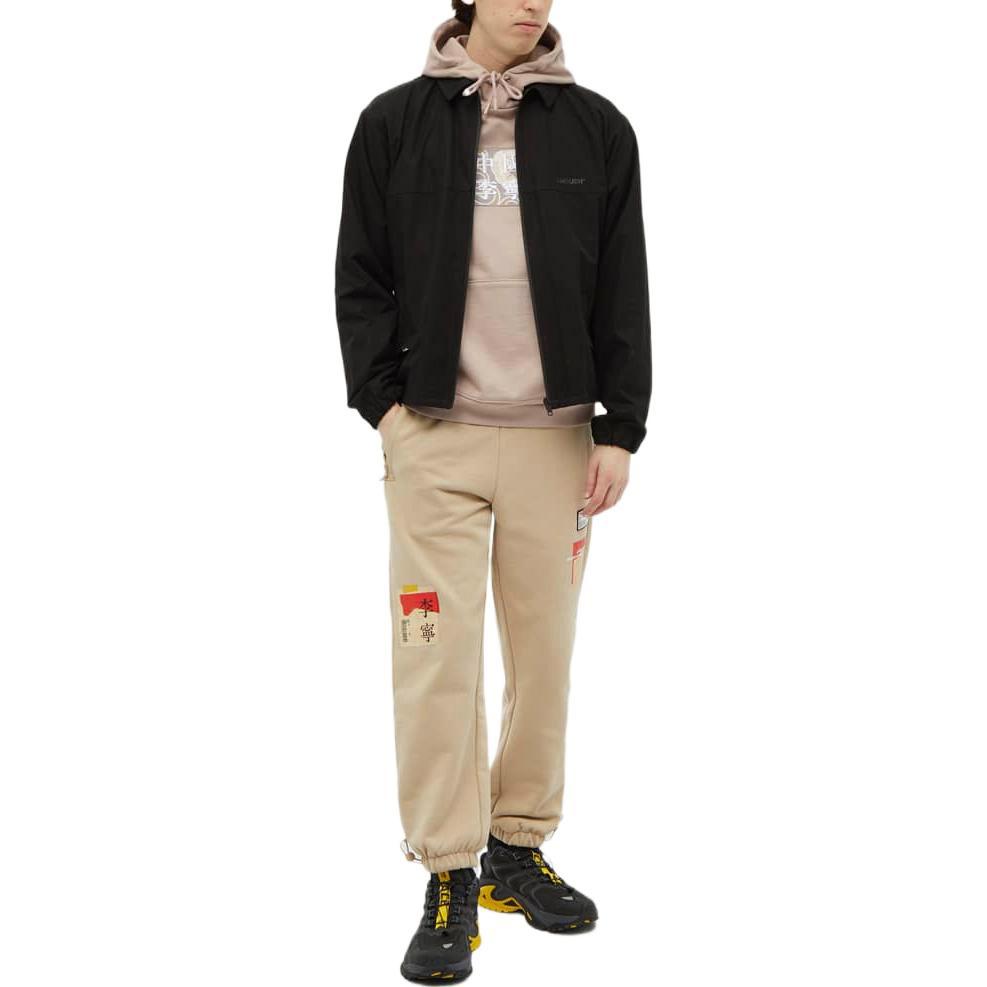 Li Ning Logo Patroon Casual Tapered Gebreide Sportbroek Heren broek Kaki AKXR475-2