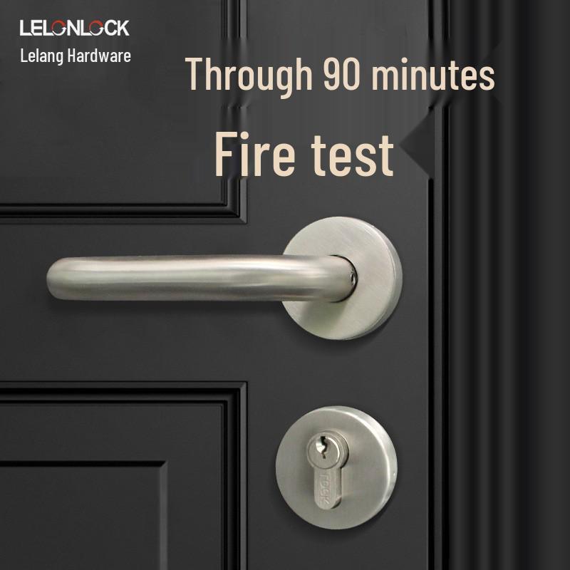 304 Stainless Steel Indoor Fire Door Handle - Double Leaf European Lock Accessory