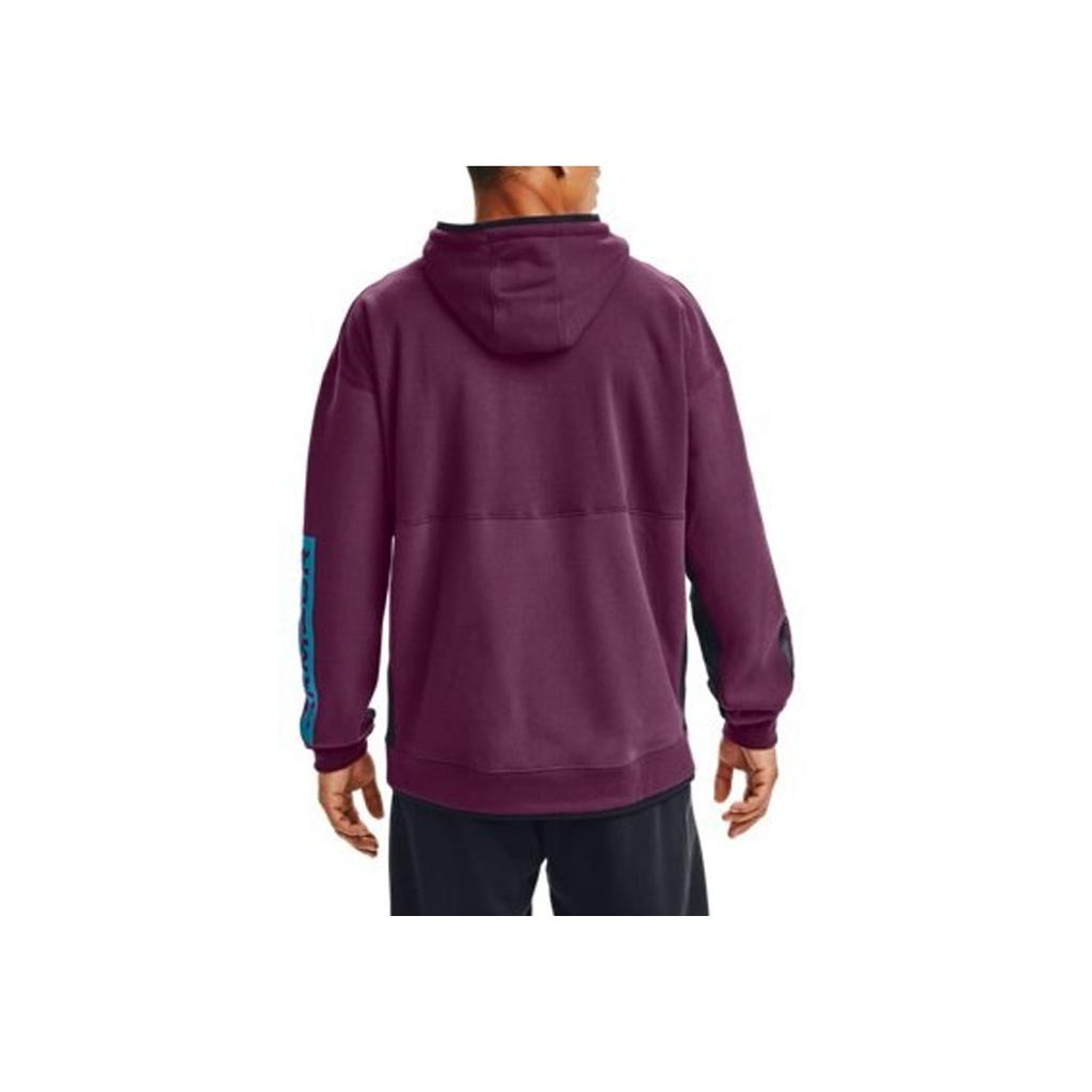 Under Armour Pack Letter Print Fleece Hoodie Men Hoodies Purple 1357100-194