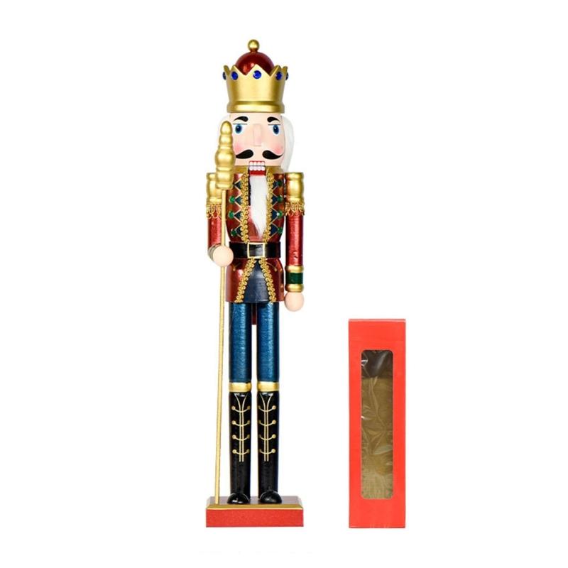 Geschnitzte Holz Nussknacker Statue 55CM Schimmernde Fronten Saisonale Tischdekoration Mittelstücke