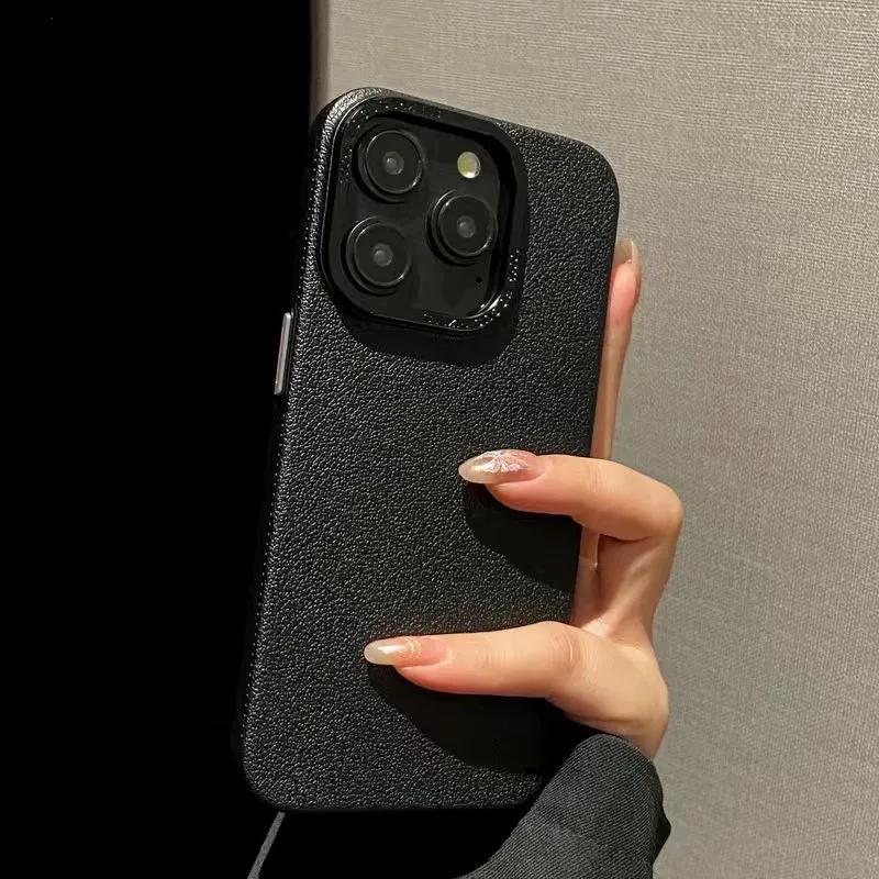 Luxury Matte Soft Leather Candy Phone Case For iPhone 15 14 Plus 13 12 11 Pro Max Lens Protection Shockproof Silicone Cover