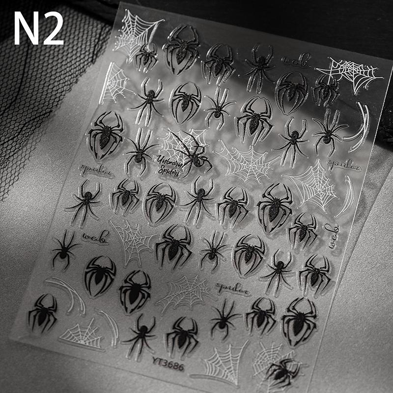 1 Sheet 3D Spider Self Adhesive Nail Art Stickers Spider Web Nail Art Decals For Manicure Decorations