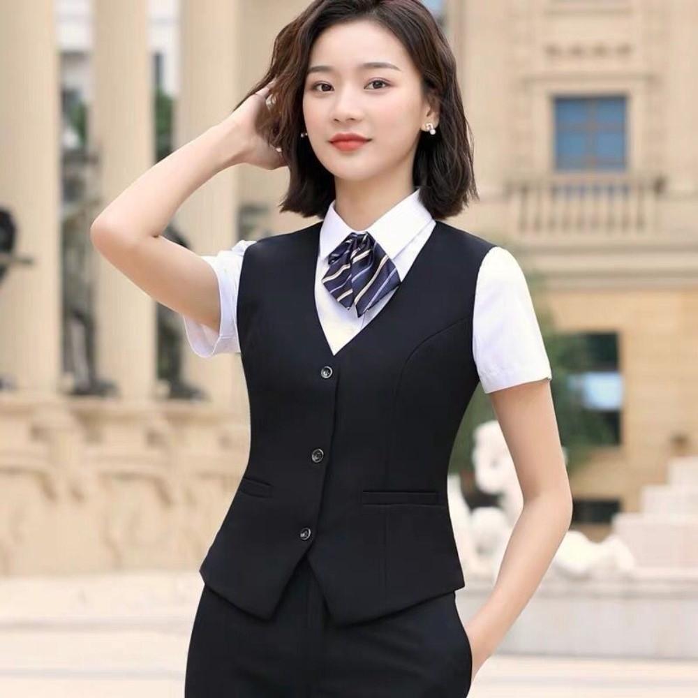 OL Fashion Business Vest V Neck Formal Office Ladies Vest Elegant Work Wear Uniforms  Daily