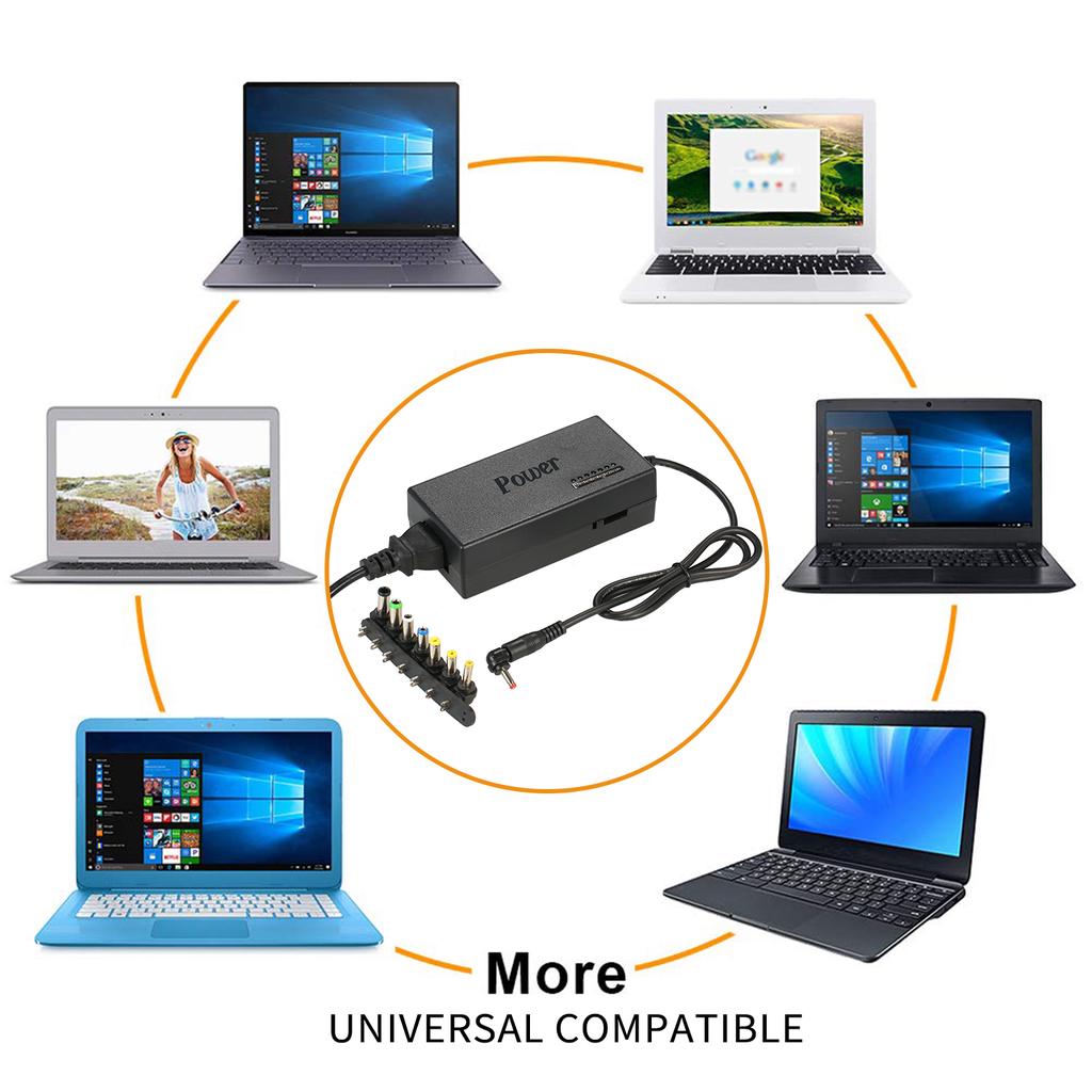 96W Universal Laptop Power Charger Adapter 8Pcs 12V to 24V Adjustable Portable Charger EU Plug