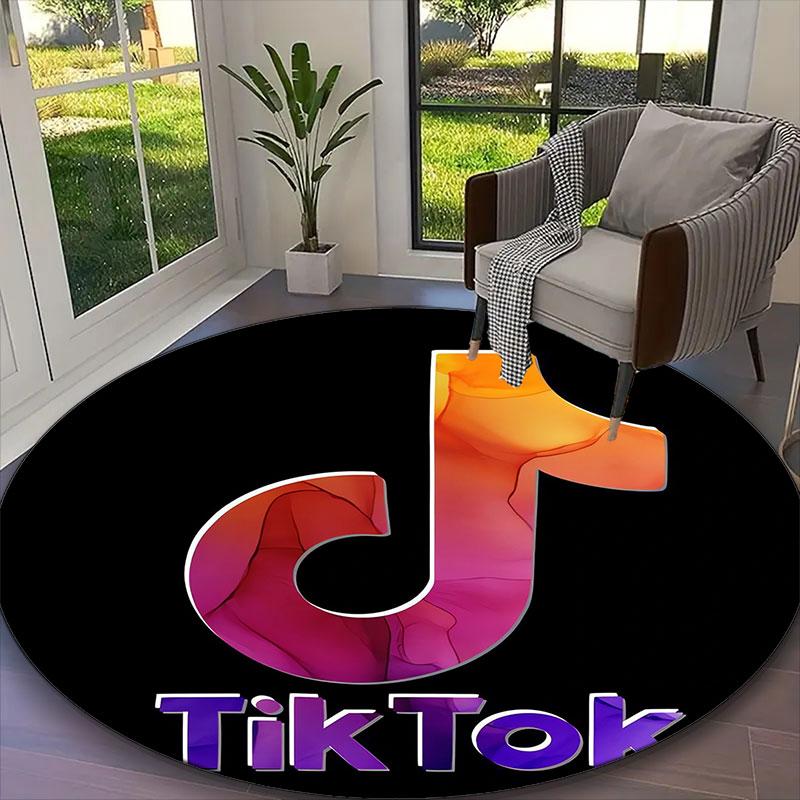 [Neon Music Note Printed Carpet] Non-slip Office Rug, Cozy Round Carprt for Living Room Use, Soft Home Sofa Chair Mat