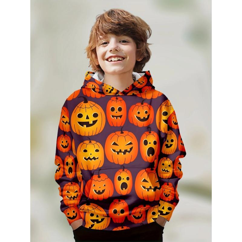 Autumn 3D Christmas Halloween Printed Hoodies Fashionable Casual Sports Long Sleeved Children's Boy Hooded Sweatshirts